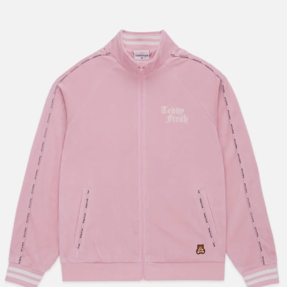 Teddy Fresh Light Pink velour  Zip-Up Bomber style Jacket